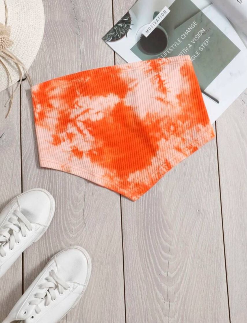 Social Pañuelo De Tie Dye Tejido De Canalé De Espalda Con Cordón