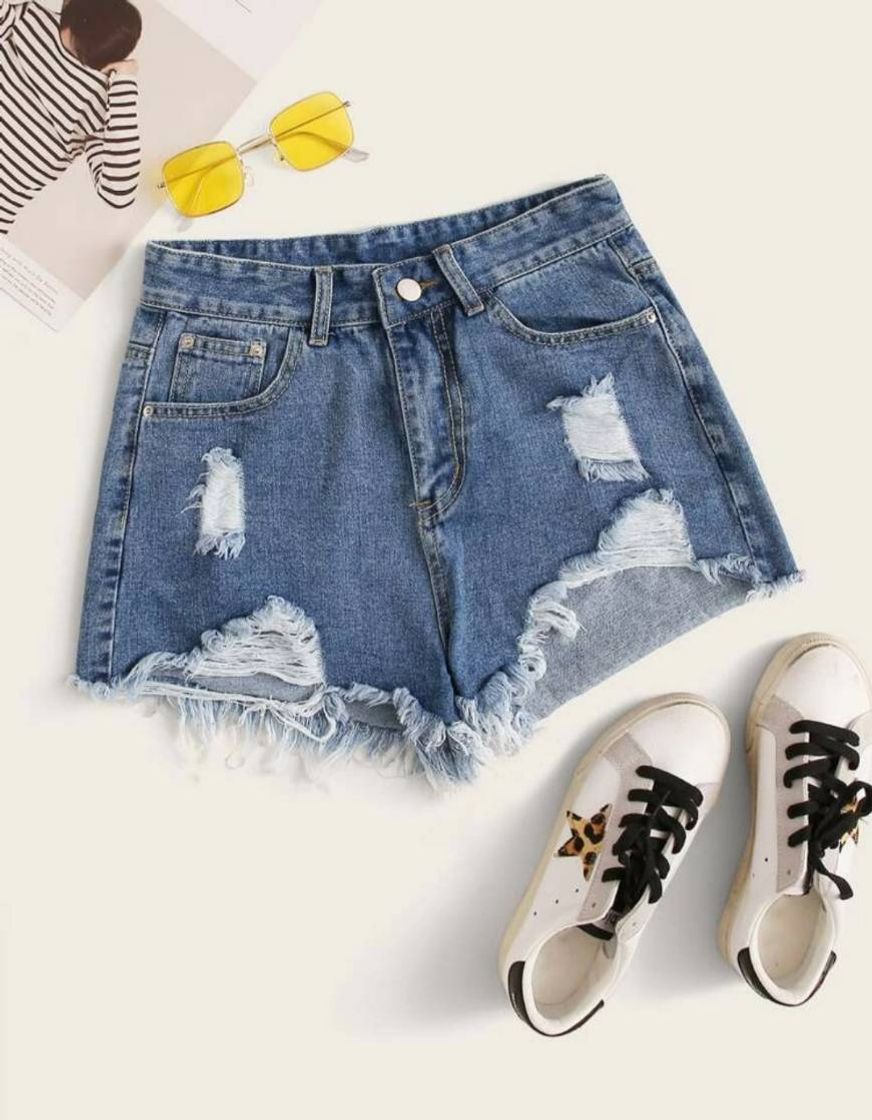 Social Shorts Denim Rotos Bajo Crudo