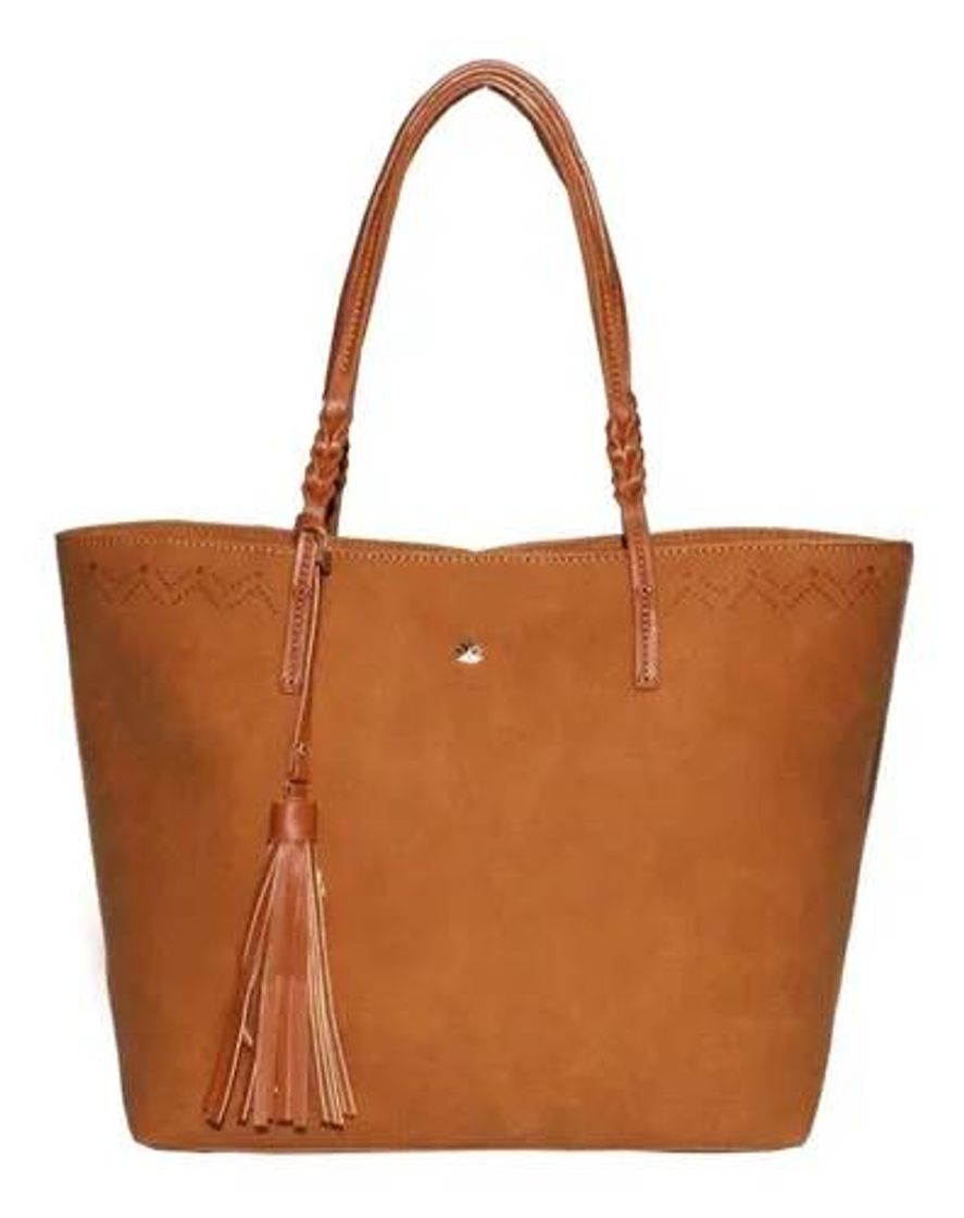 Fashion Bolsa Ombro Suede Laser Cut Relax Bege

