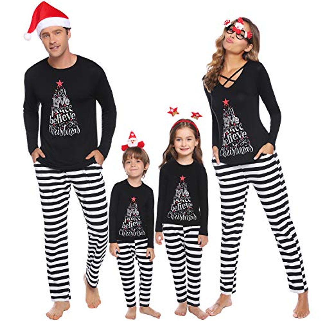 Fashion iClosam Pijamas De Navidad Familia Conjunto Pantalon y Top Mujer Hombre Niños Niña Algodón Camisetas De Manga Larga Sudadera Chándal