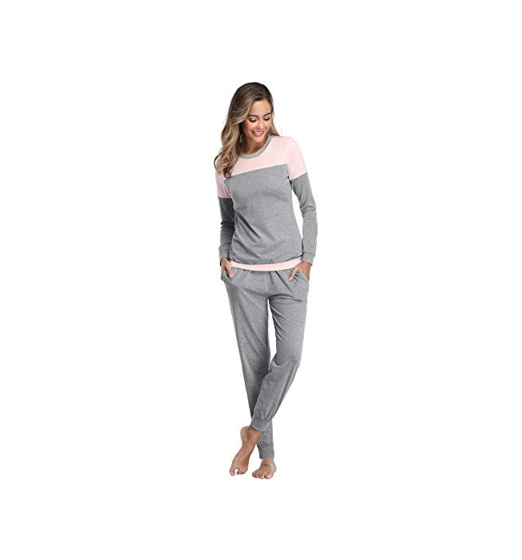 Fashion Aibrou Pijama Mujer Dos Piezas Algodón Camiseta y Pantalones Largos Casual Ropa