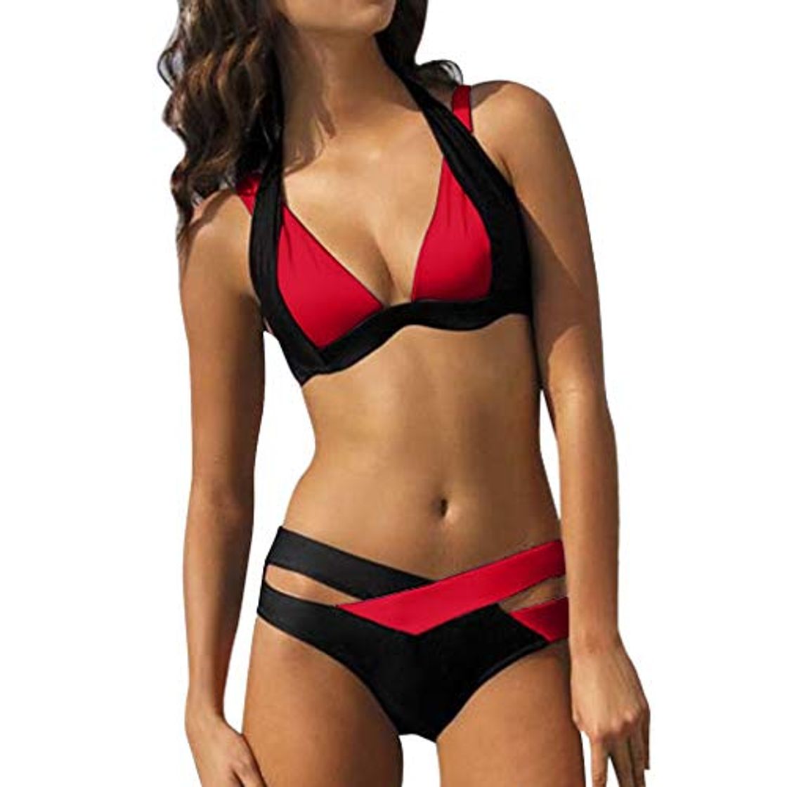 Fashion LZRDZSW Atractiva de dos piezas traje de baño de la playa de Bikinis mujeres empuja hacia arriba el acolchado del bikiní de la altura de la cintura traje de baño más del tamaño del traje de baño biqui