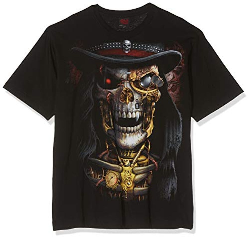 Moda Spiral Steam Punk Reaper Camiseta Negro XL