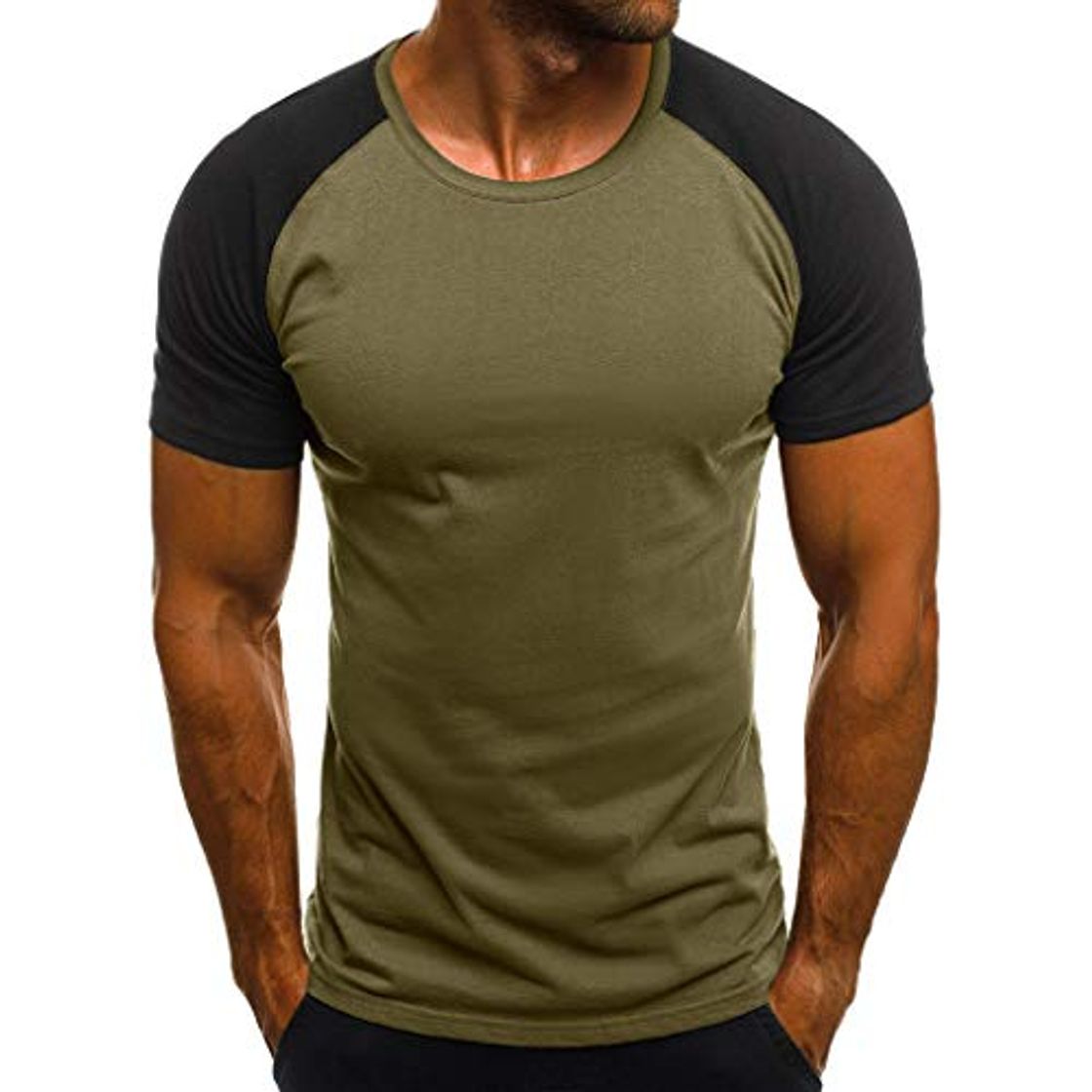 Fashion Camisetas Hombre Originales Manga Corta Verano Moda Color de Hechizo Bolsillo Polos Personalidad Casual Remera Slim Camisasejercito verdeM