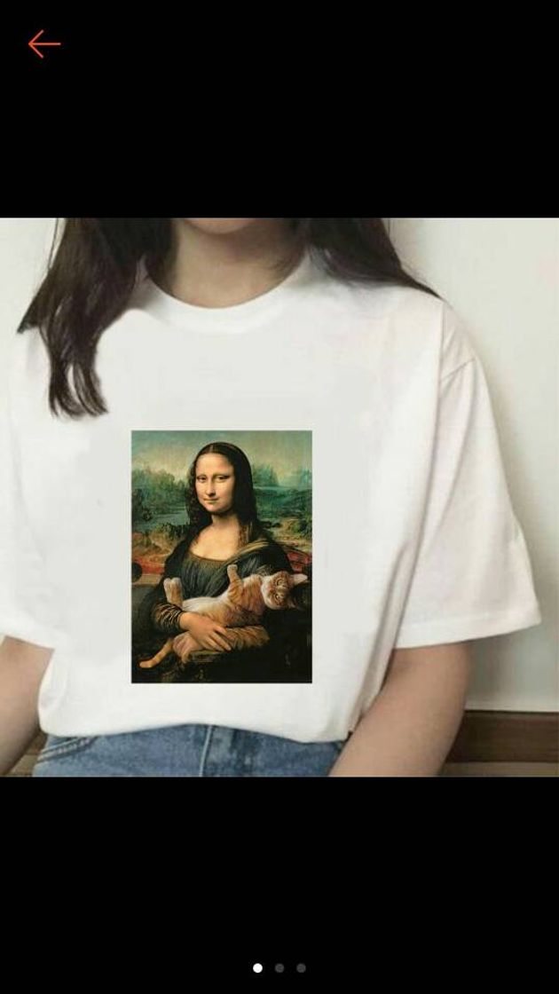 Fashion 💕Camisa monalisa moderna com gatinho💕