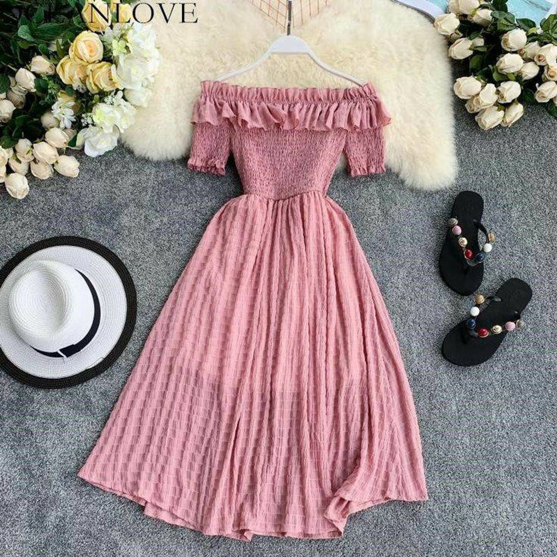 Fashion Vestido chiffon com babado 😍