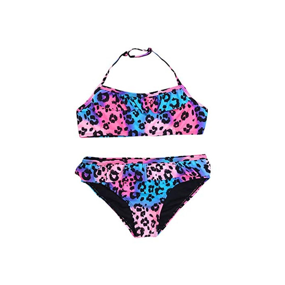 Fashion Fossen Kids - Traje de Baño Conjunto de Bikini Fruncido Leopardo Niña