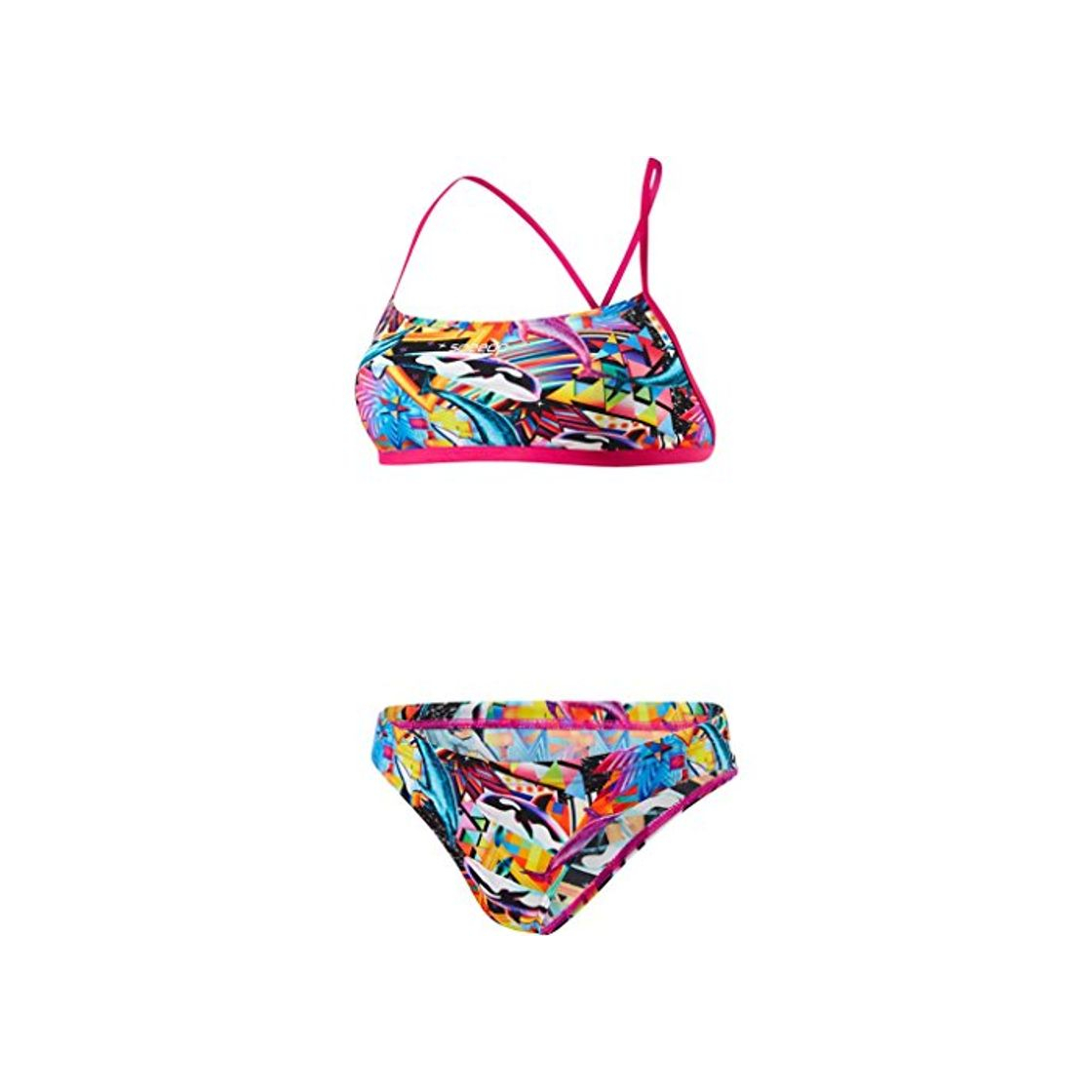 Fashion Speedo Digi 2 Piece xback Bikini Girls Rosa/Orchid/Black Tamaño de 128