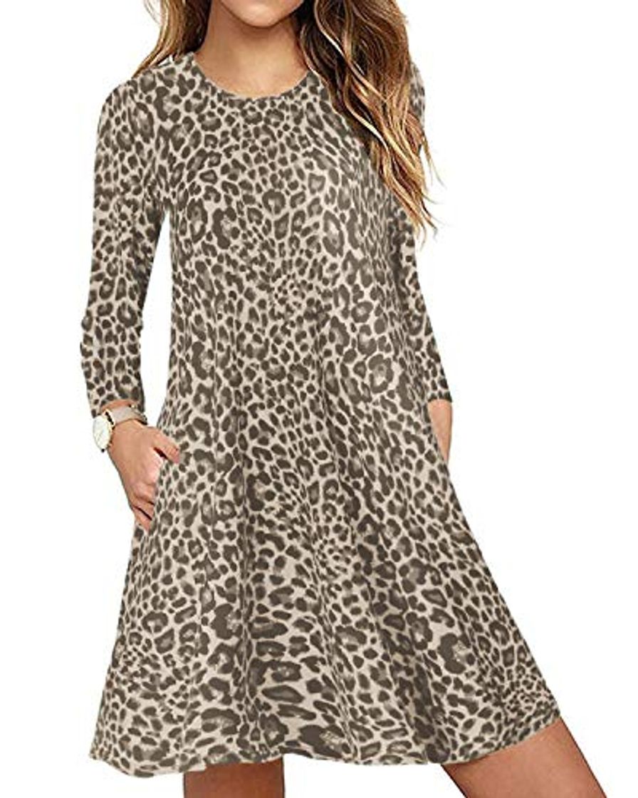 Social CNFIO Mujer Vestido Cuello Redondo Manga Larga Plus Tamaño Tops Moda Jersey