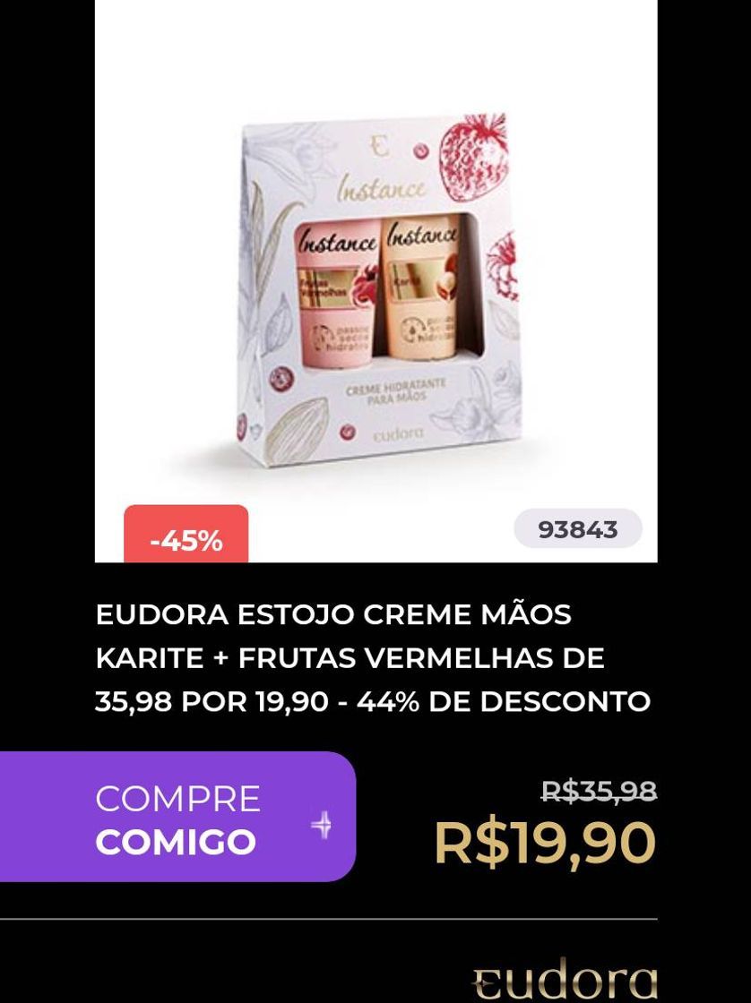 Fashion Estojo Creme Mãos Karite + Frutas Vermelhas 