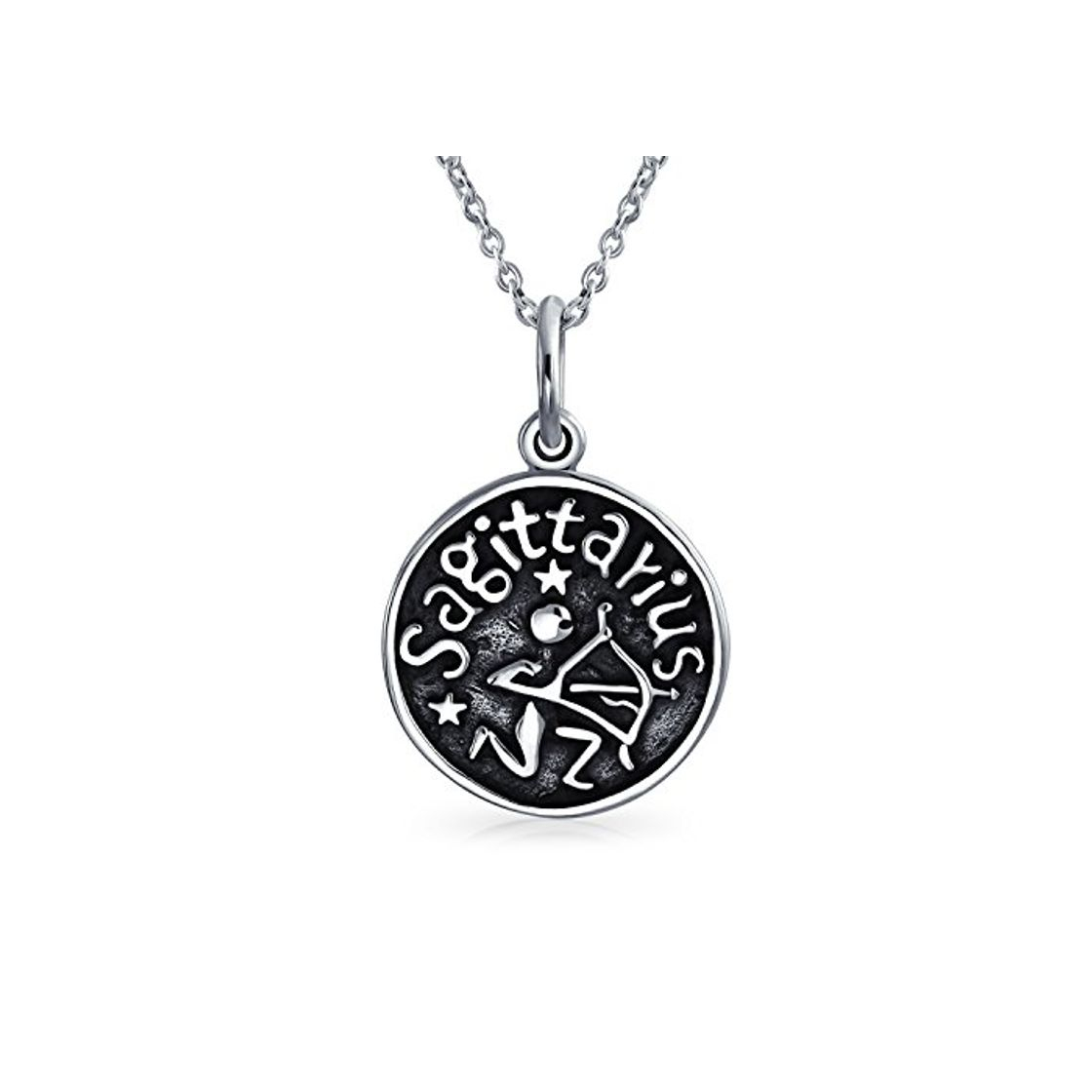 Fashion Sagitario Signo Del Zodíaco Astrología Horóscopo Medallón Colgante Redondo Para Hombres Mujer Collar De Plata Esterlina