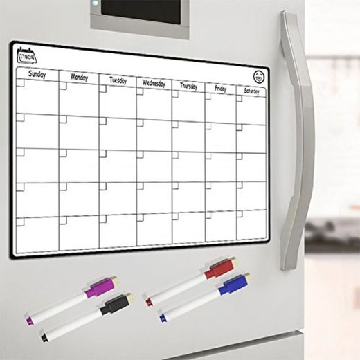 TTMOW Pizarra Blanca Magnética Calendario Tablero Magnético de Nevera con 4 Colores