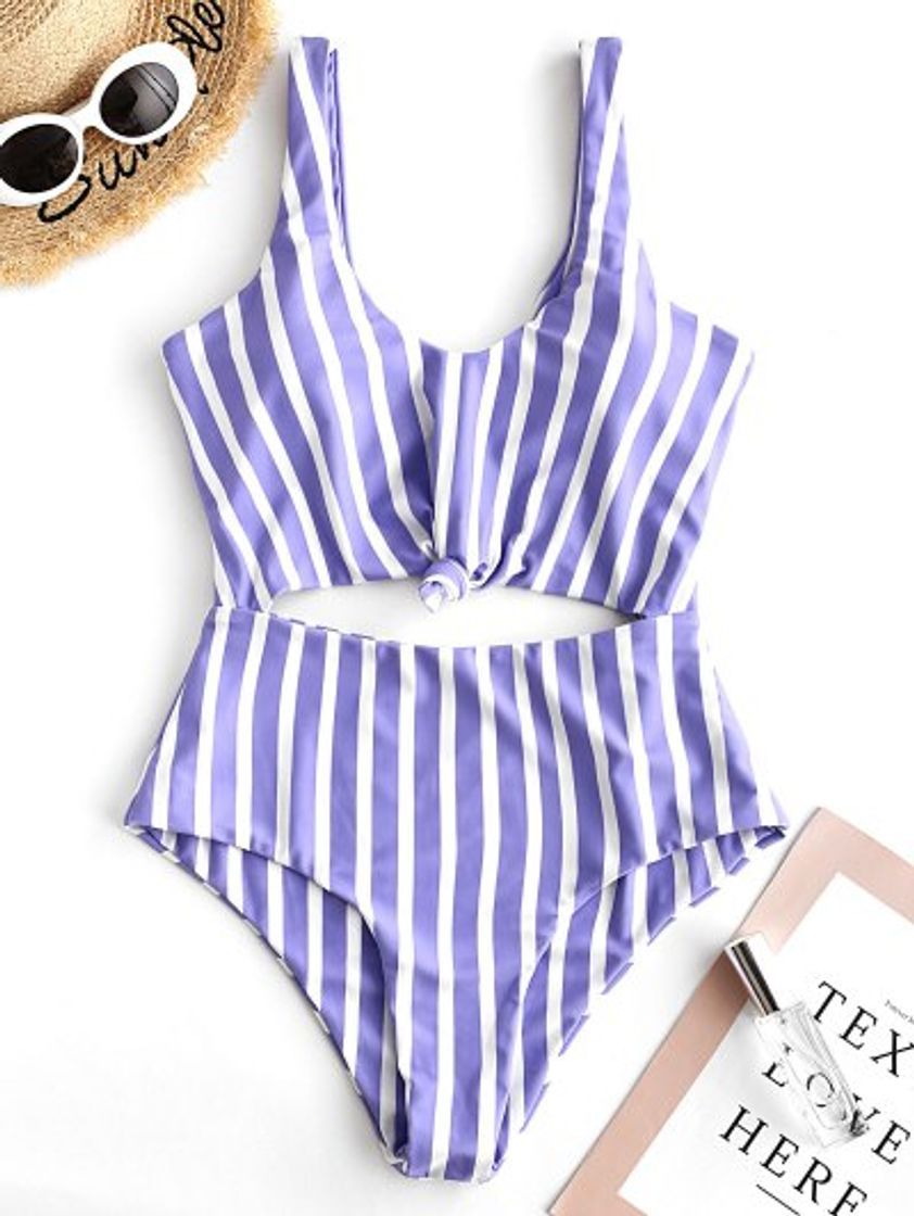 Fashion ZAFUL Lasting Striped Appeals - Light Blue L

