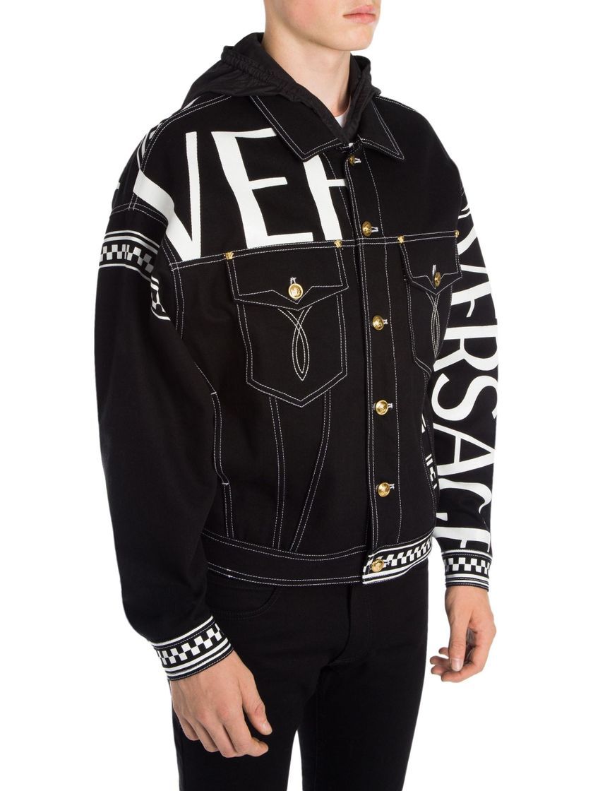 Product Versace Logo Print Hooded Denim Jacket Ss19