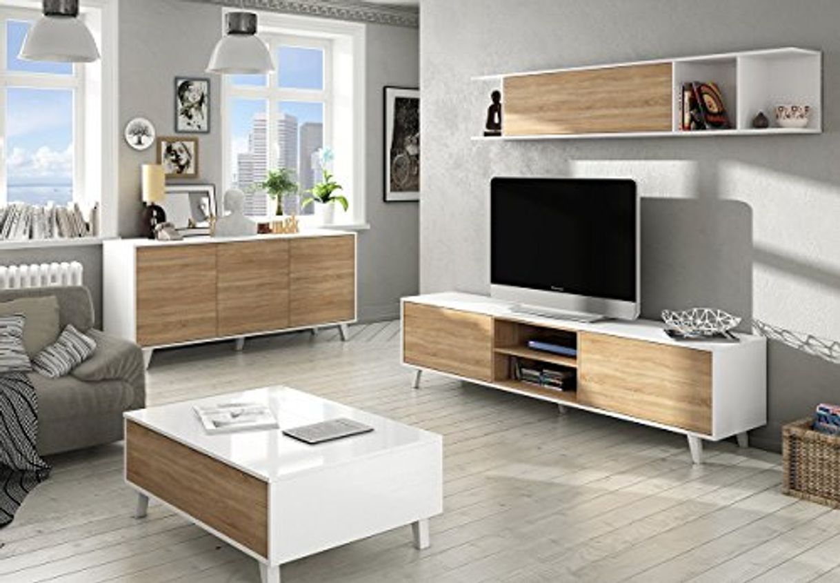 Elemento de la categoría hogar Habitdesign 0F6638BO - Aparador Buffet salón Comedor 3 Puertas, Color Blanco Brillo