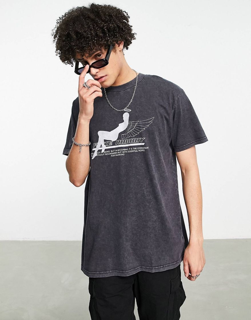 Fashion Camiseta negra con estampado de ángel de Night Addict