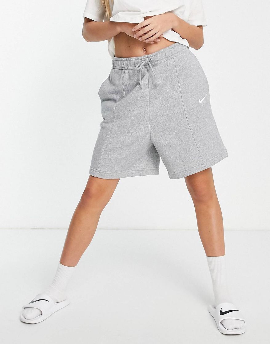 Fashion Pantalones cortos gris jaspeado con logo pequeño de Nike