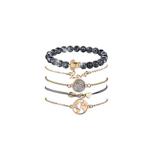 Dsaren Conjunto Pulseras Mujer, Apilable Pulsera Ajustable Circón Brazalete Conjunto Mujeres Accesorios