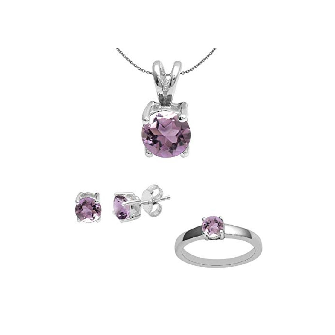Social Shine Jewel Amatista de Piedras Preciosas 925 Anillo de Plata de Ley