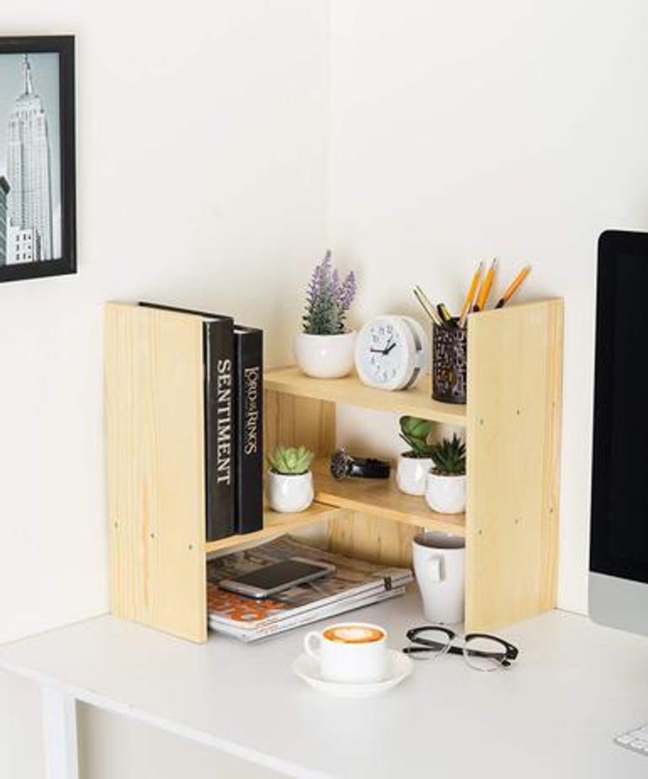 Product Organizador De Mesa Escritório Sala Natural Em Madeira