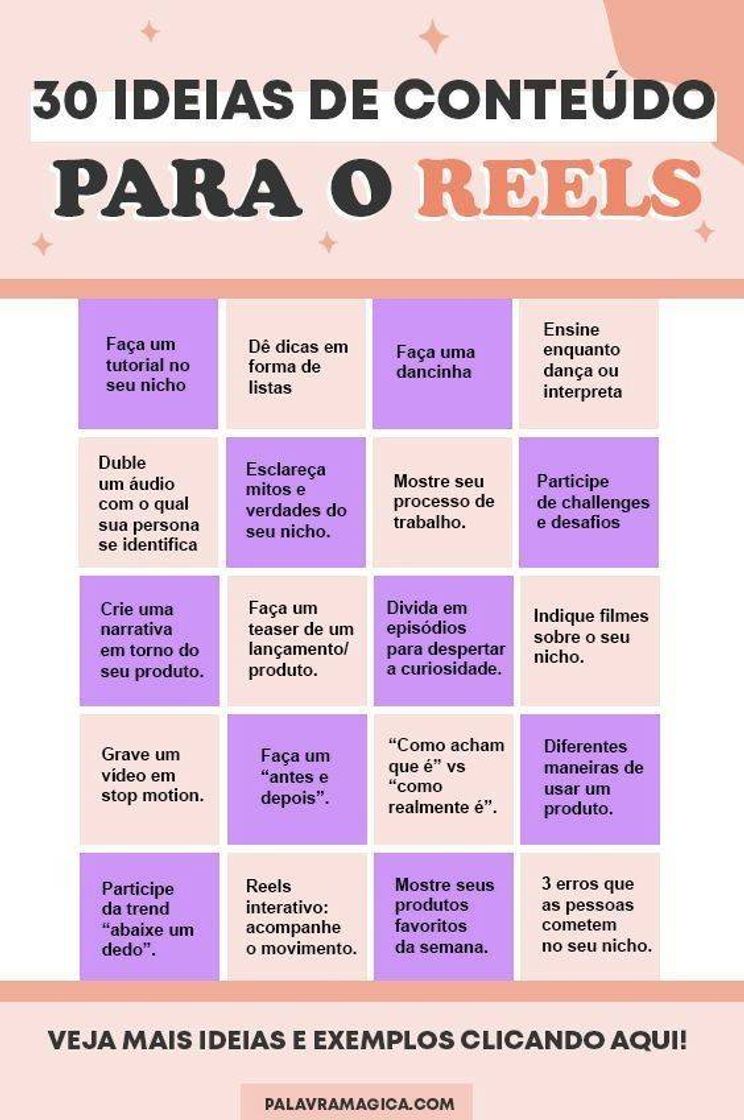 Moda 30 ideias de conteúdos para o Reels!