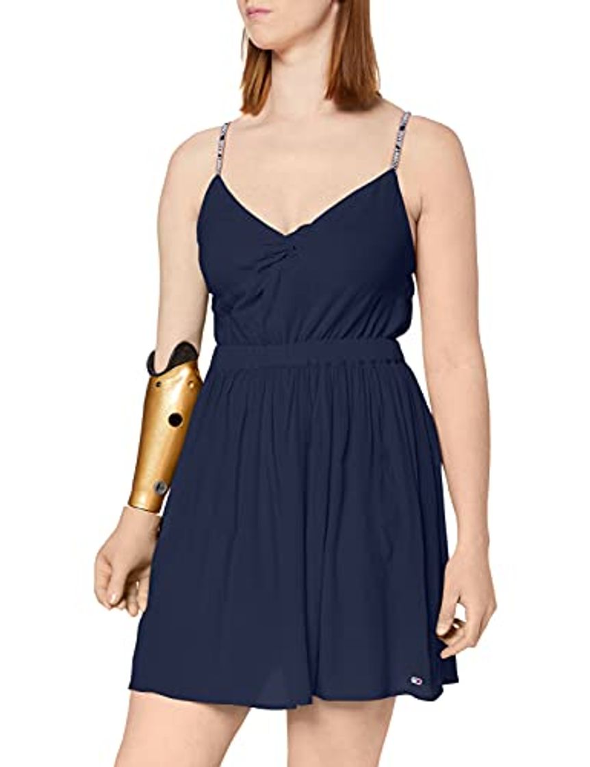 Moda Tommy Jeans TJW Essential Strap Dress Vestido, Azul Marino