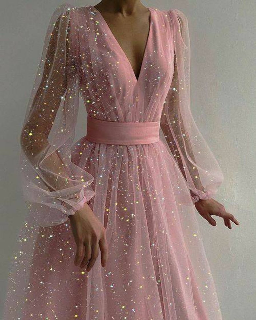 Vestido rosa com brilho 