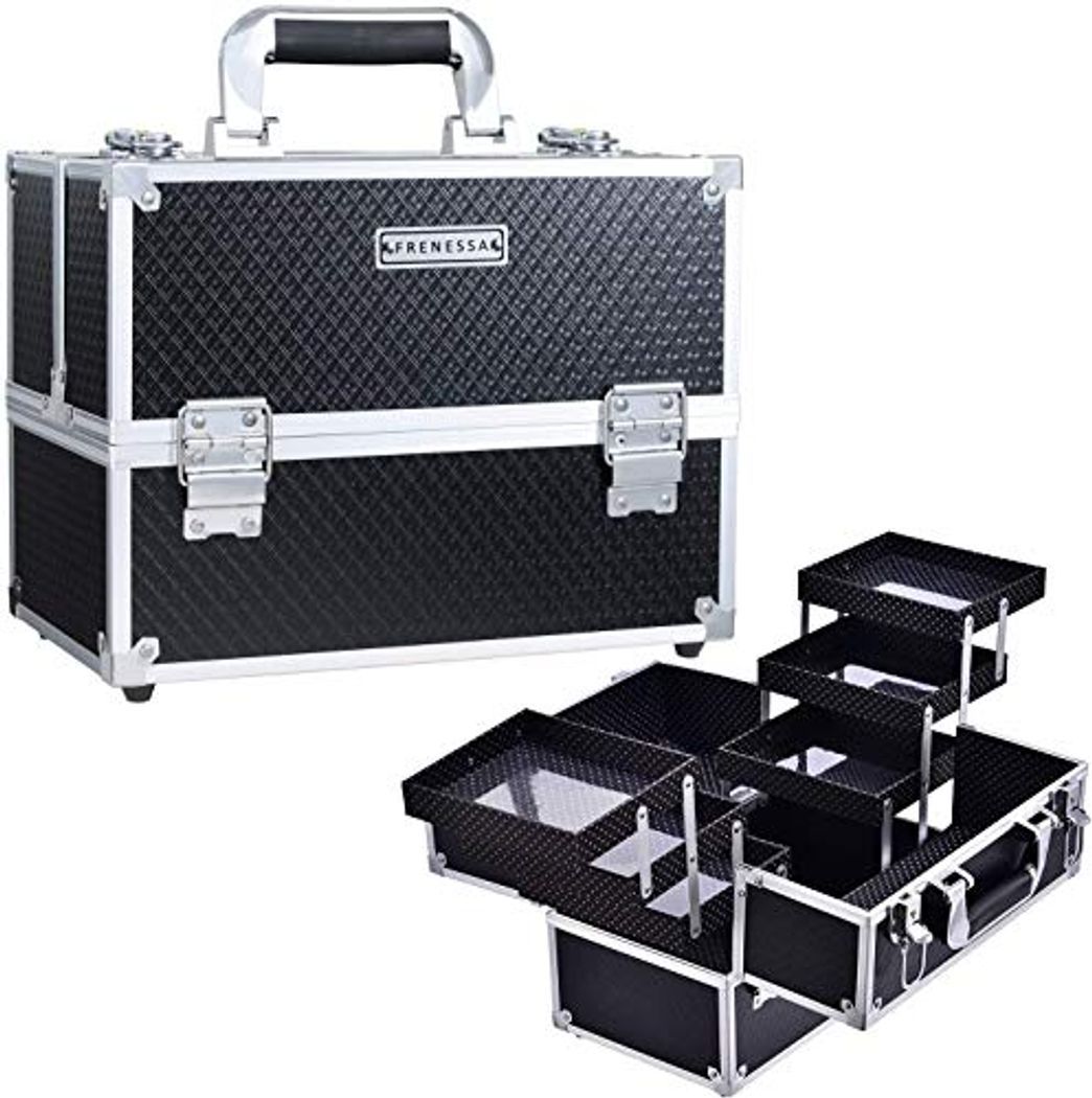 Social Maletin Maquillaje Grande Profesional Neceser Organizador Maquillaje Vacio para Maquilladores Caja Maquillaje de Viaje Joyero Organizador Esmalte de Uñas con 6 Bandejas Negro Regalos para Mujer