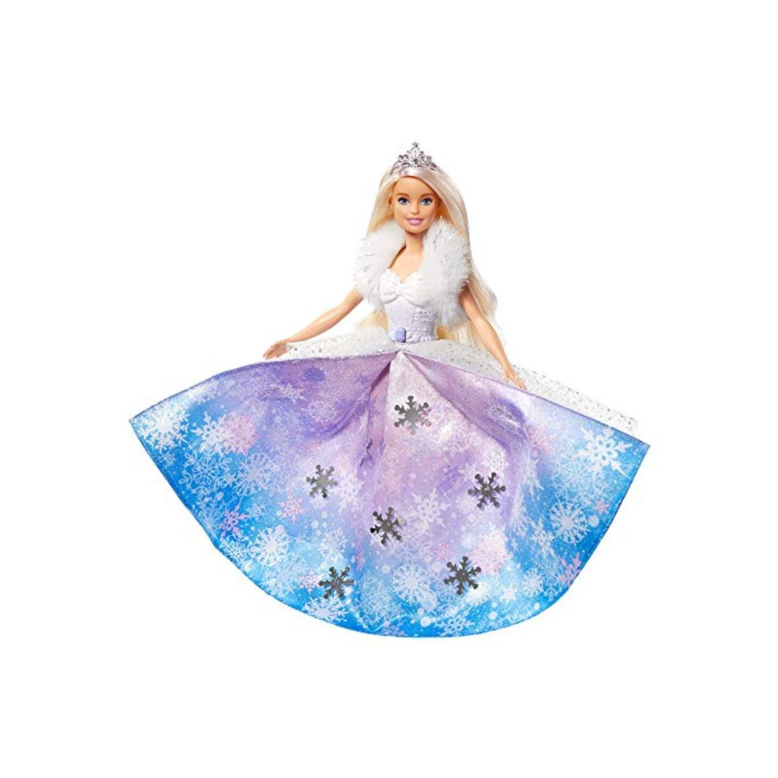 Producto Barbie Muñeca Princesa de la nieve, falda azul transformación mágica