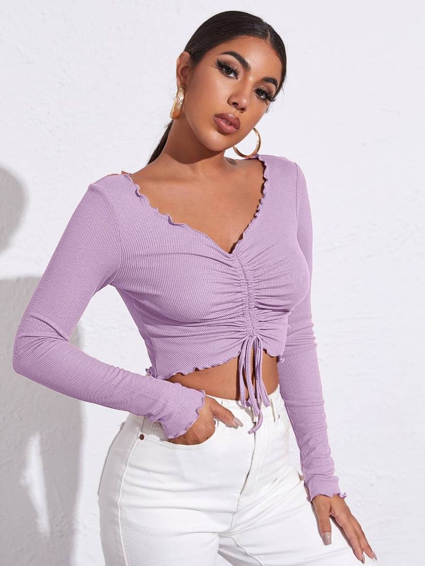 Moda Blusa lilás simples 