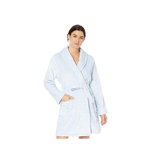 Amazon Essentials Mid-Length Plush Robe Bathrobes, Light Periwinkle Blue, US L