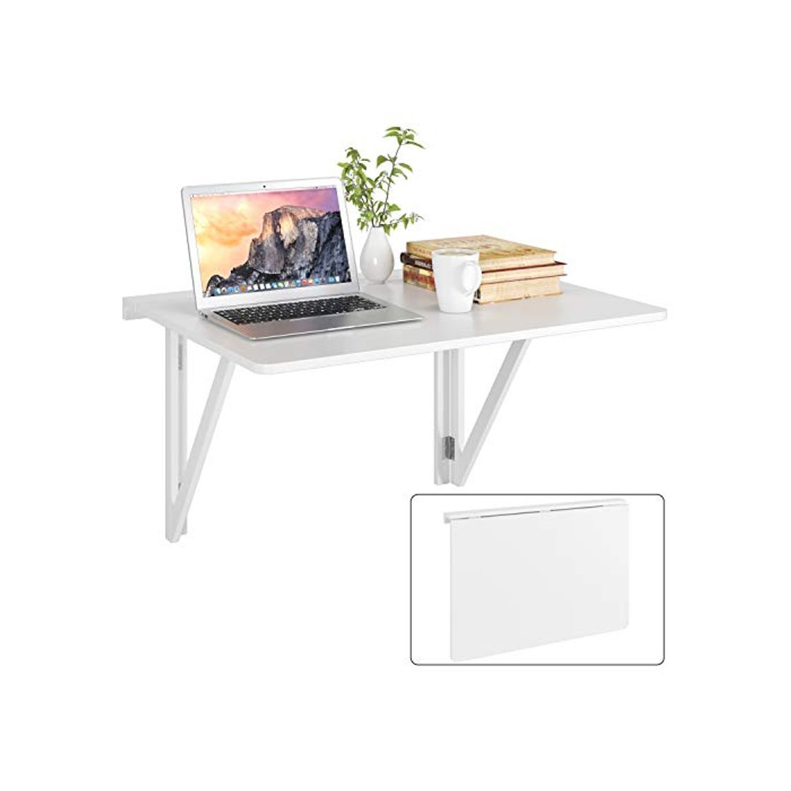 Product HOMFA 80x60CM Mesa Plegable de Pared Mesa Portátil Mesa para estudio Mesa de comedor Mesa de escritorio Mesa de oficina Blanco