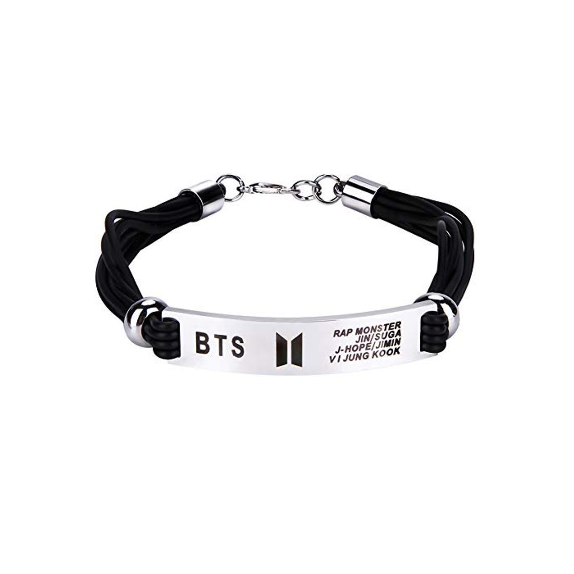 Products Skisneostype KPOP BTS Bangtan Boys Love Yourself Pulsera de Cadena de Cuero de Acero Inoxidable BTS Wristband Wristlet ejército