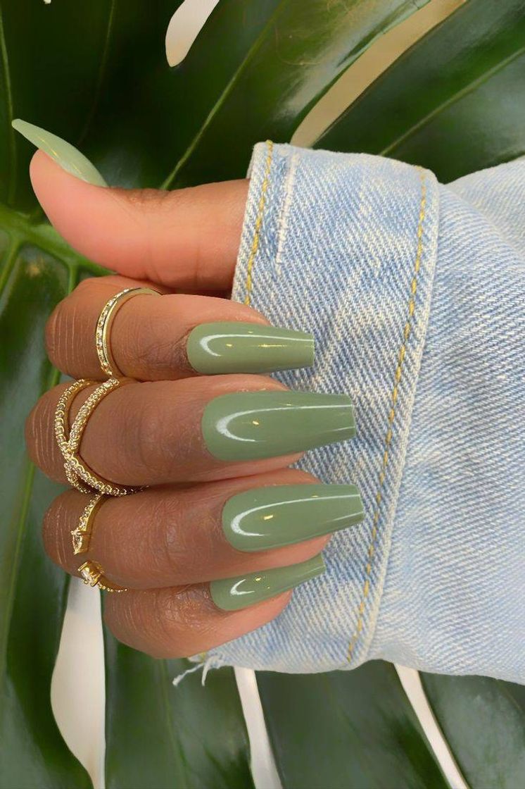 Fashion Lindas unhas verde .