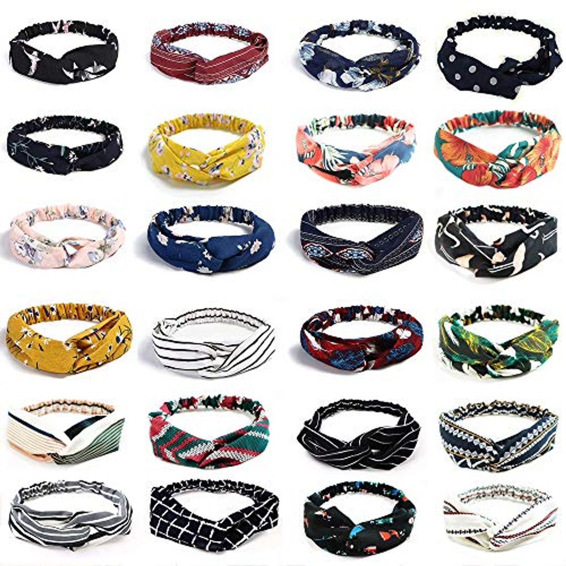 Social Viccess 24pcs Diademas Mujer Boho Vintage Cintas Pelo Mujer Elasticas Pañuelos Pelo