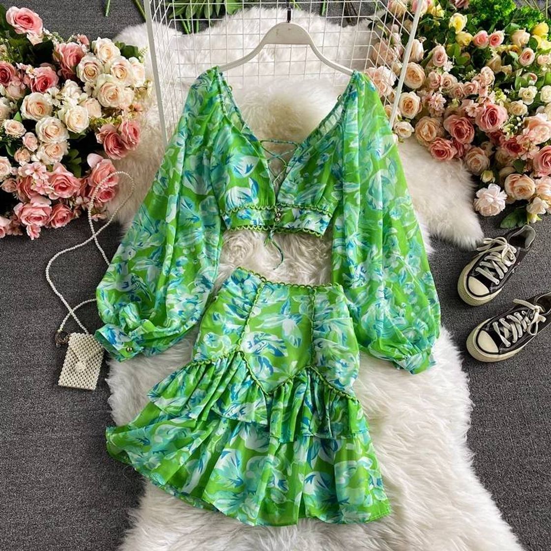 Fashion Sexy chiffon duas peças 💚