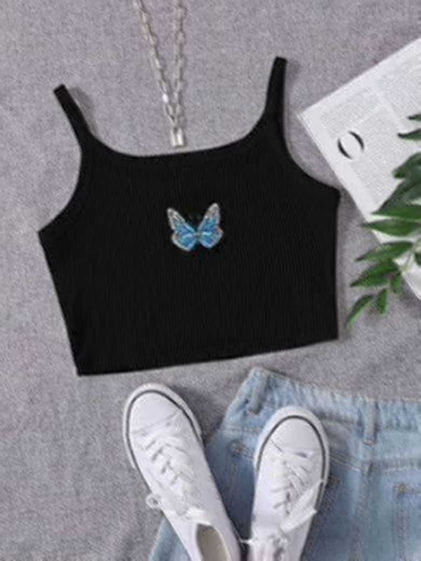 Social Cropped com estampa de borboleta