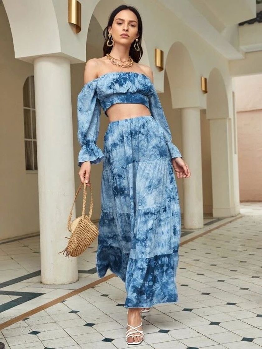 Moda Conjunto boho tie dye 