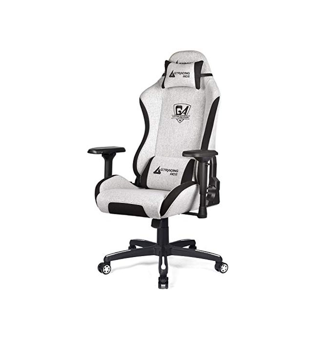 Social GTRACING Silla Gaming Escritorio Gamer Oficina Ergonomica para Ordenador Tela 4D Reposabrazos Respaldo Reclinable GTPLAYER Series Beis