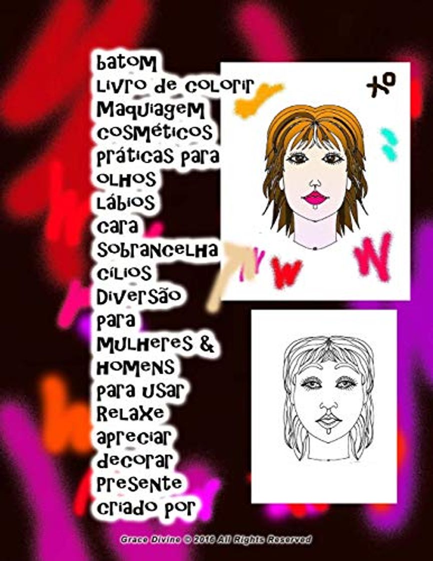 Social batom livro de colorir Maquiagem cosméticos práticas para olhos lábios cara sobrancelha cílios Diversão para mulheres & homens para usar Relaxe apreciar decorar Presente criado por Grace Divine