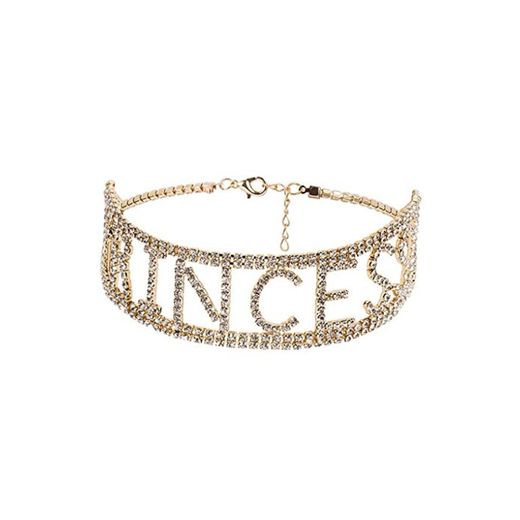sharprepublic Crystal Diamond Necklace Princess Letters Choker Girls Fashion Jewelry Party -