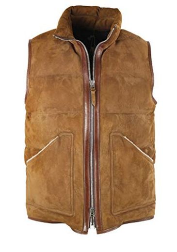 CL - TOM Ford Brown Shearling Quilted Lamb Suede Gilet Size 50