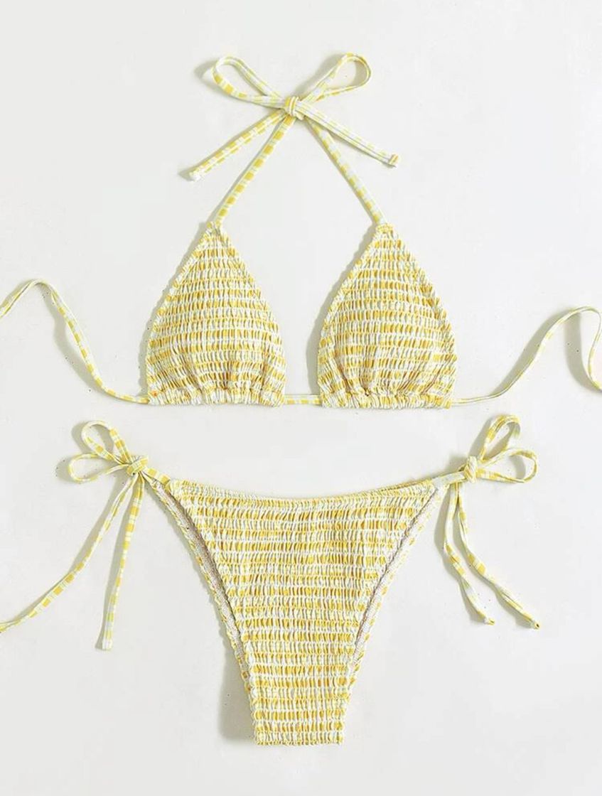 Fashion Bikini vichy triangulo amarillo