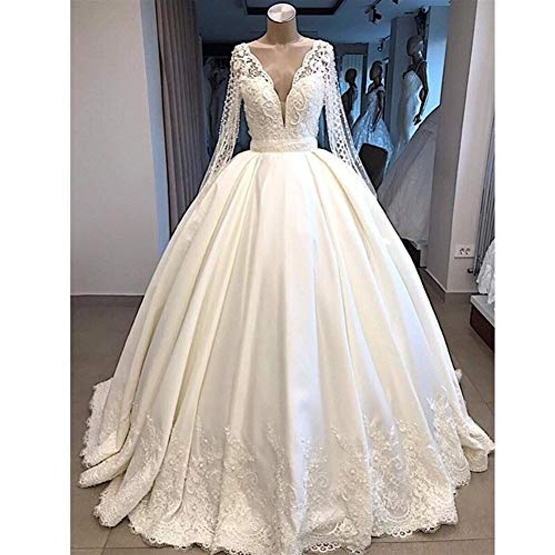 Fashion QING XIN-1225 Wedding Dress,Prom Dresses del Banquete de Manga Larga Vestido de