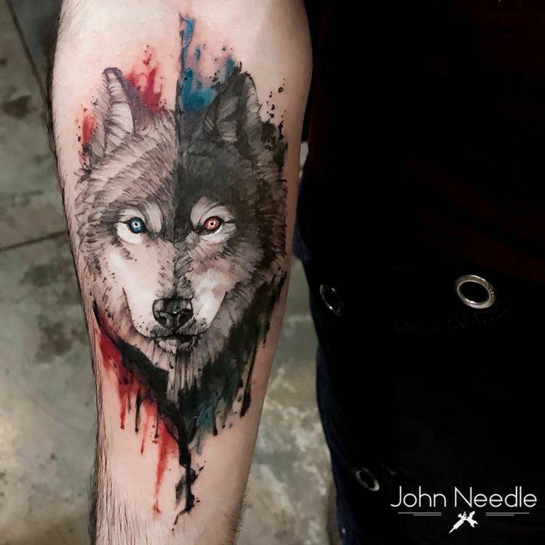 Fashion Tattoo lobo masculino 