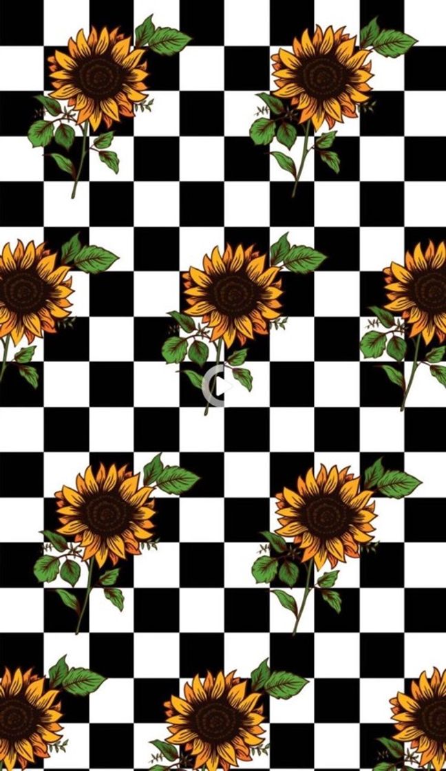 Fashion Papel de parede xadrez com girassol🌻✨