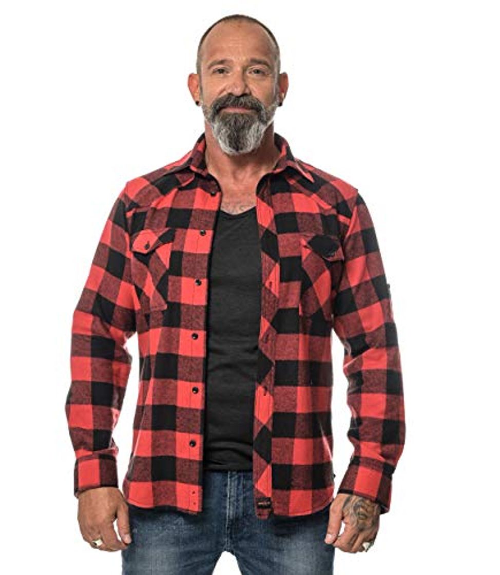 Moda ROCK-IT Apparel® Camisa de Franela para Hombres Manga Larga Camisa de leñador