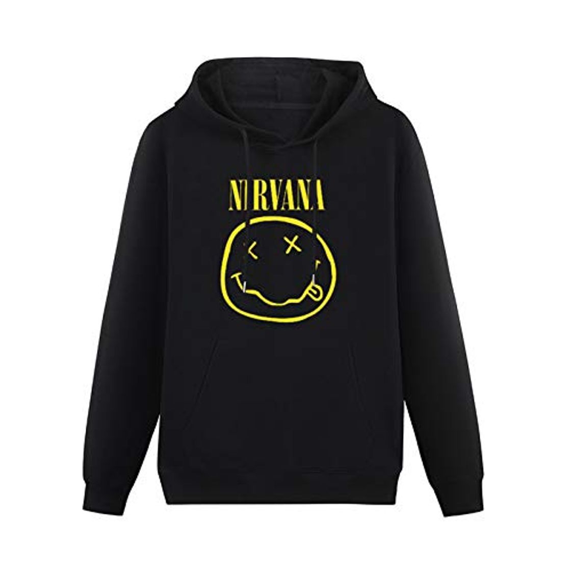 Moda Nirvana Smiley Face Hoodies Pullover Long Sleeve Sweatshirts Black L