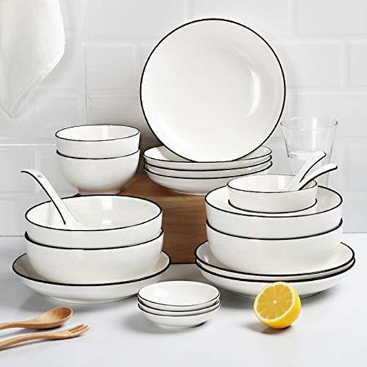 Dishware Tableware Simple Universal Dishware Spoon Set Chinese Round Ceramic Tableware