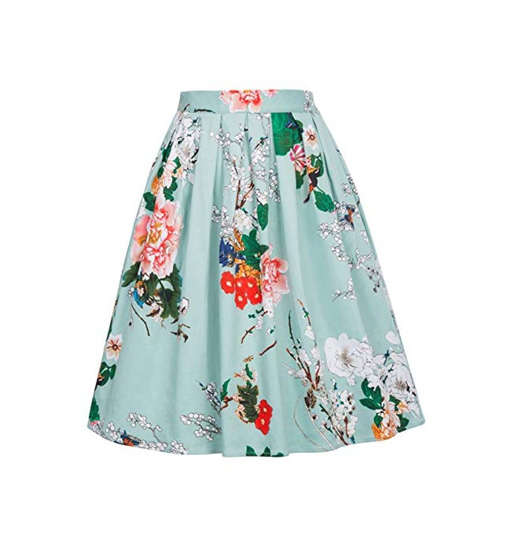 Social GRACE KARIN Falda Vintage Venta Verde Floral para Noche S 22#